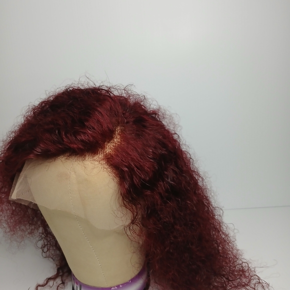 100% Human Hair Lace Front Curly Wig 13×4 Lace Pre-Plucked 14" Stretched 99J - Picture 8 of 12